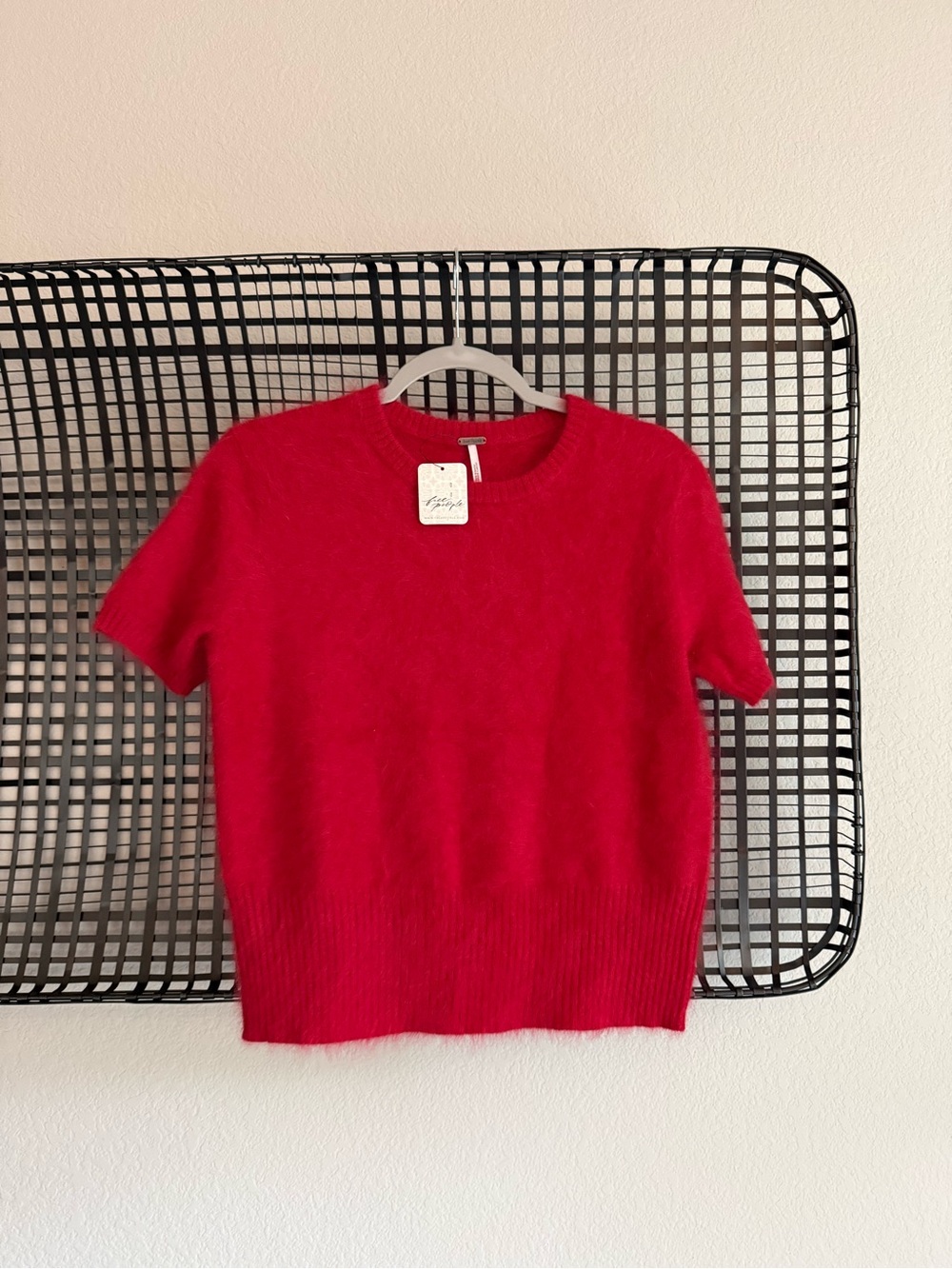 Free people Belle Brushed Cashmere Tee red